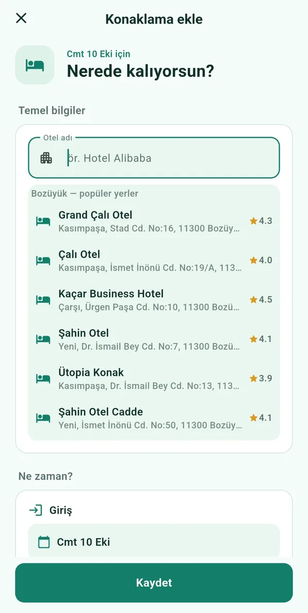 Pacingo app screen: Popular hotels in the city