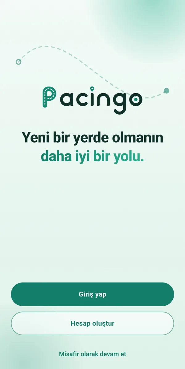 Pacingo app screen: Welcome